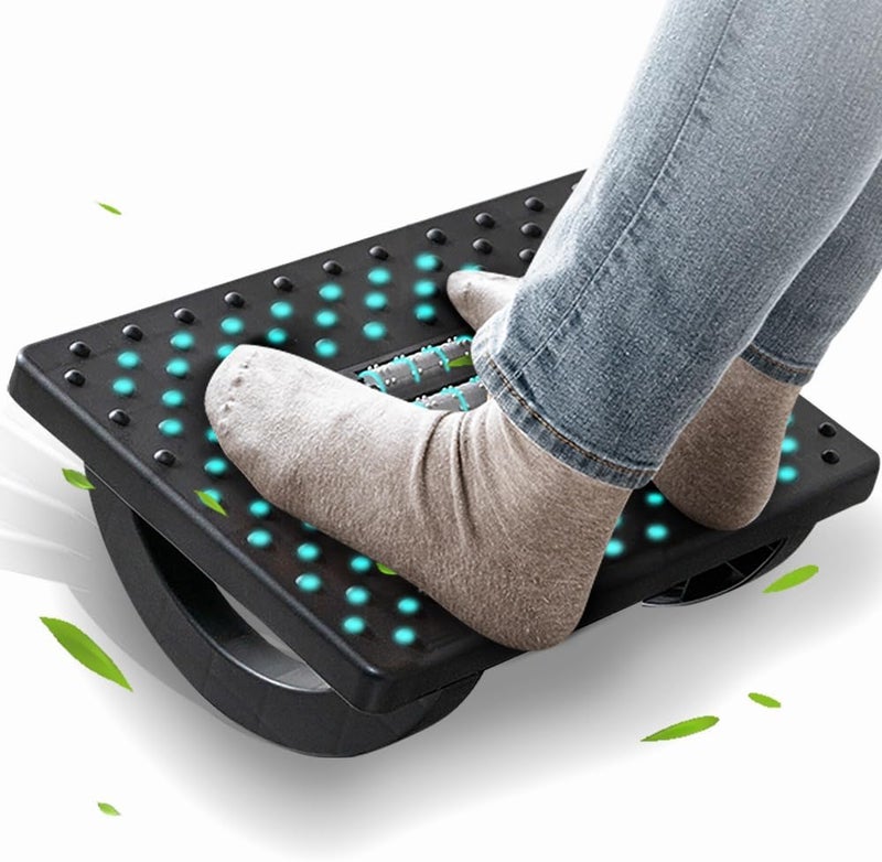 CasaZenith Foot Rest for Under Desk at Work - Ergonomic Foot Stools for Under Office Desk - Rocking Footrest with Roller Massager - Leg Rest for Chair, Computer Gaming - Promote Leg Circulation - Image 1